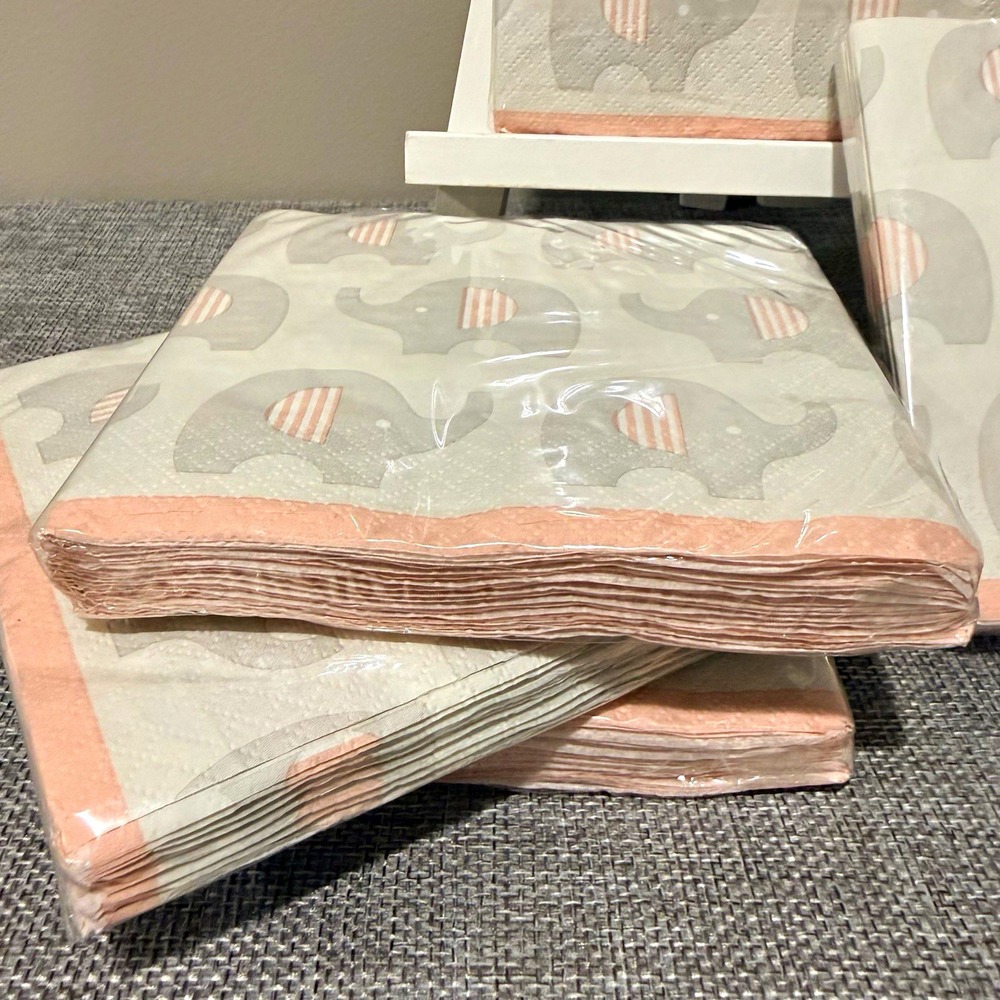 PAP3R art Little Peanut Girl Elephant Baby Shower Paper Napkins 16ct 2-Ply